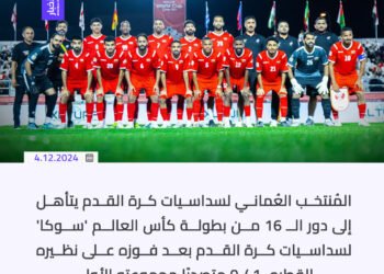 المُنتخب العُماني لسداسيات كرة القدم يتأهل إلى دور الـ 16 من بطولة كأس العالم “سوكا”